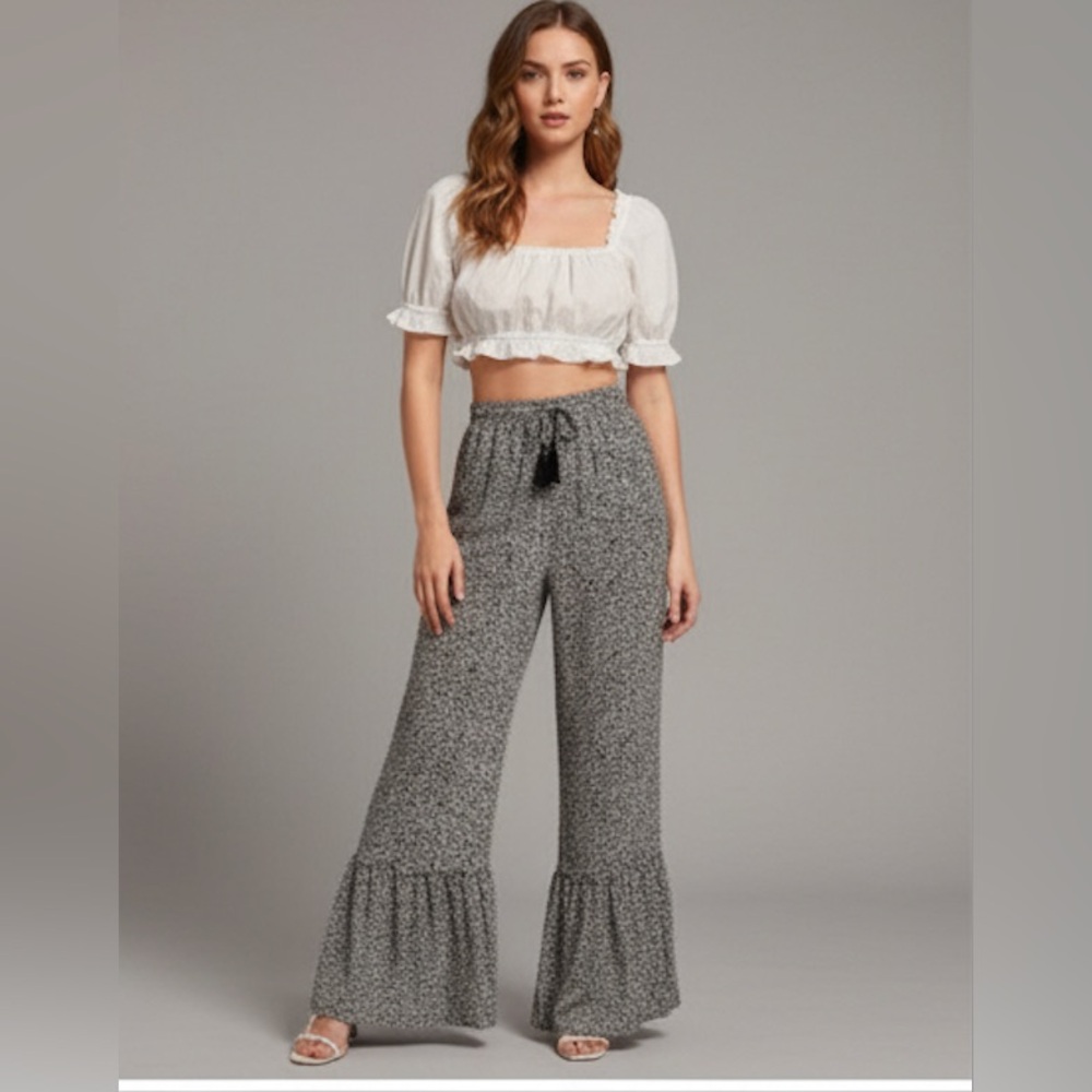 LAST ONE 🔥 Leopard Print Flounce Hem Pants